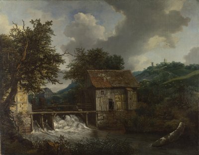 Twee watermolens en een open sluis in de buurt van Singraven door Jacob van Ruisdael